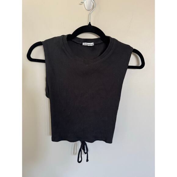 Reformation Open-Back Knit Raiden Sleeveless Top in Black SZ S - Picture 3 of 6